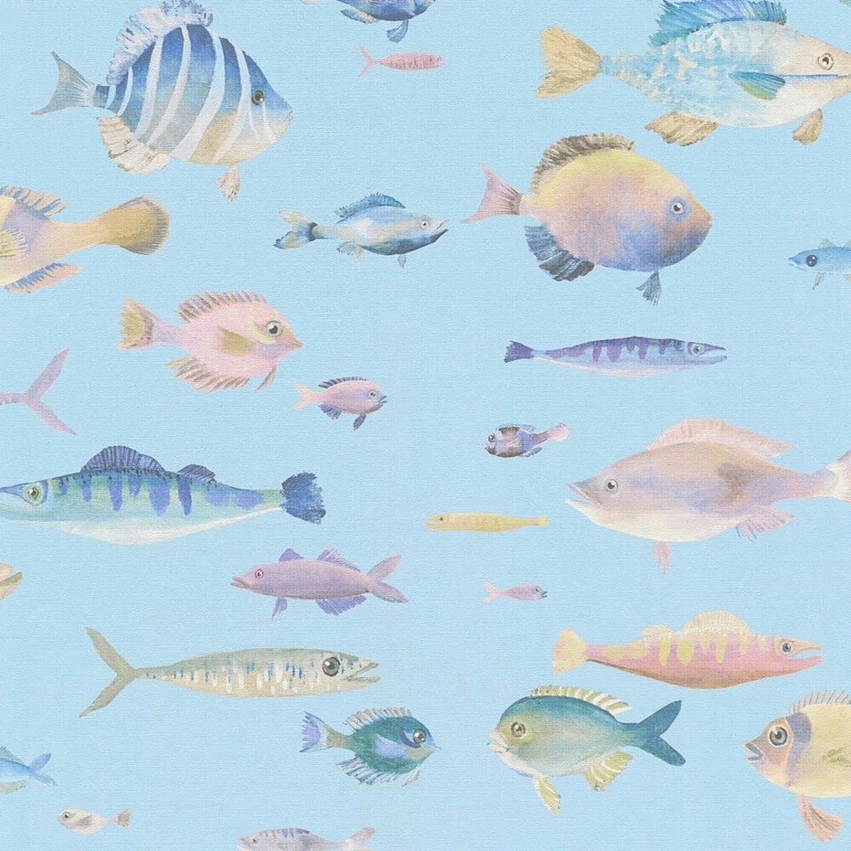Sample of Deep Blue Sea Wallpaper in Sky Blue Multi