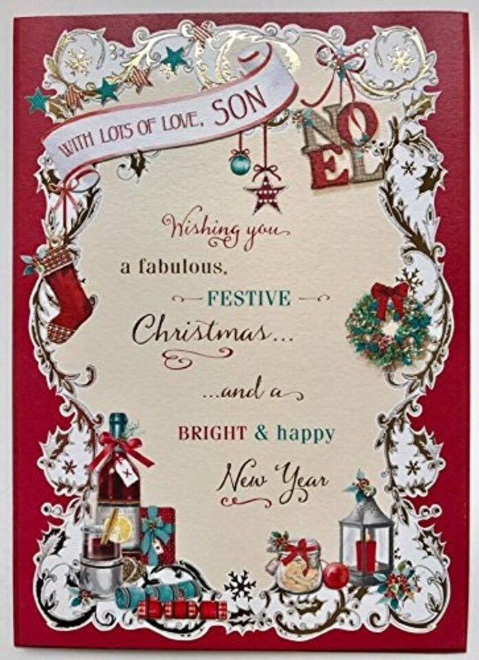 image 1 of Nice Verse & Gold Foil Quality Greeting Card With Lots of Love - SON
