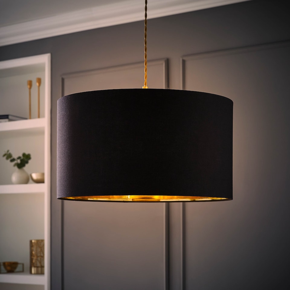 image 1 of ValueLights Reni Black Ceiling Pendant Shade Black And Gold Inner | Black