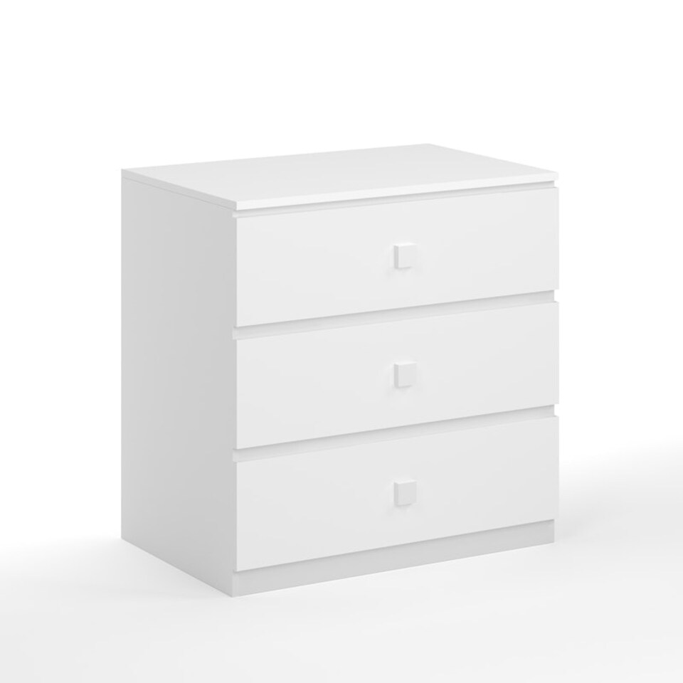 image 1 of Kudl - Kids 3 Drawer Chest - MDF/Wood - L45 x W70 x H70 cm - White