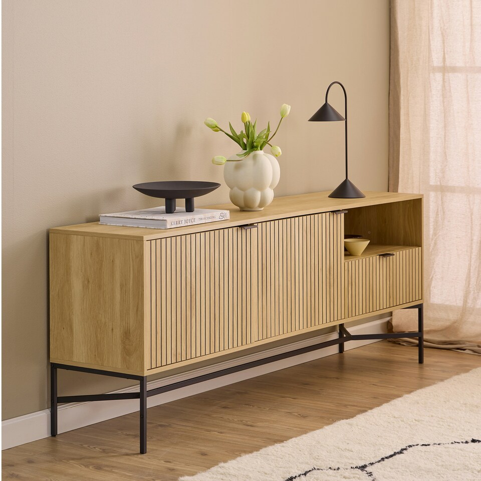 image 1 of Jaipur Sideboard With 2 Doors and 2 Shelves in Oak Brown