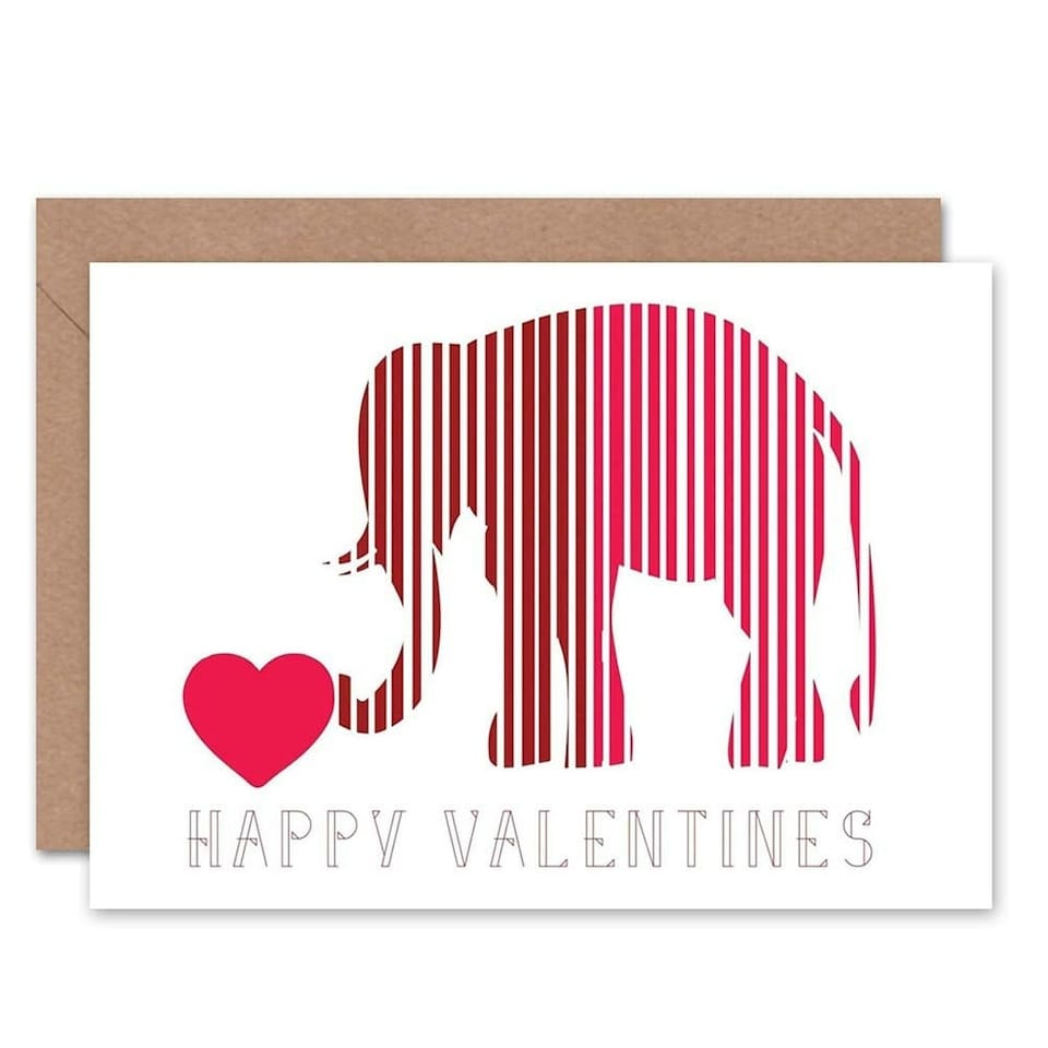 image 1 of Love Heart Romance Elephant Anniversary Valentines Day Card