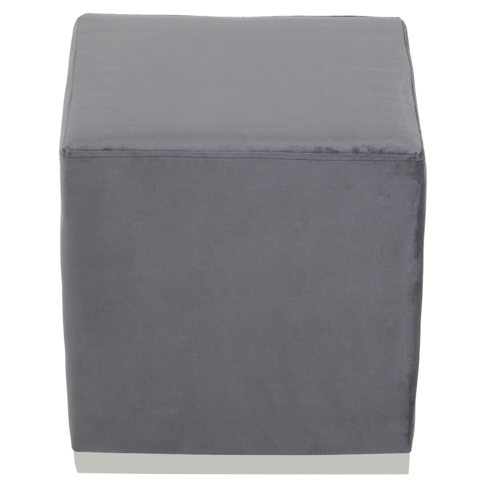 image 1 of Interiors by Premier Grey and Silver Square Footstool, Velvet Ottoman Footstool with Silver Base, Pouffe Footstool for Home Grey