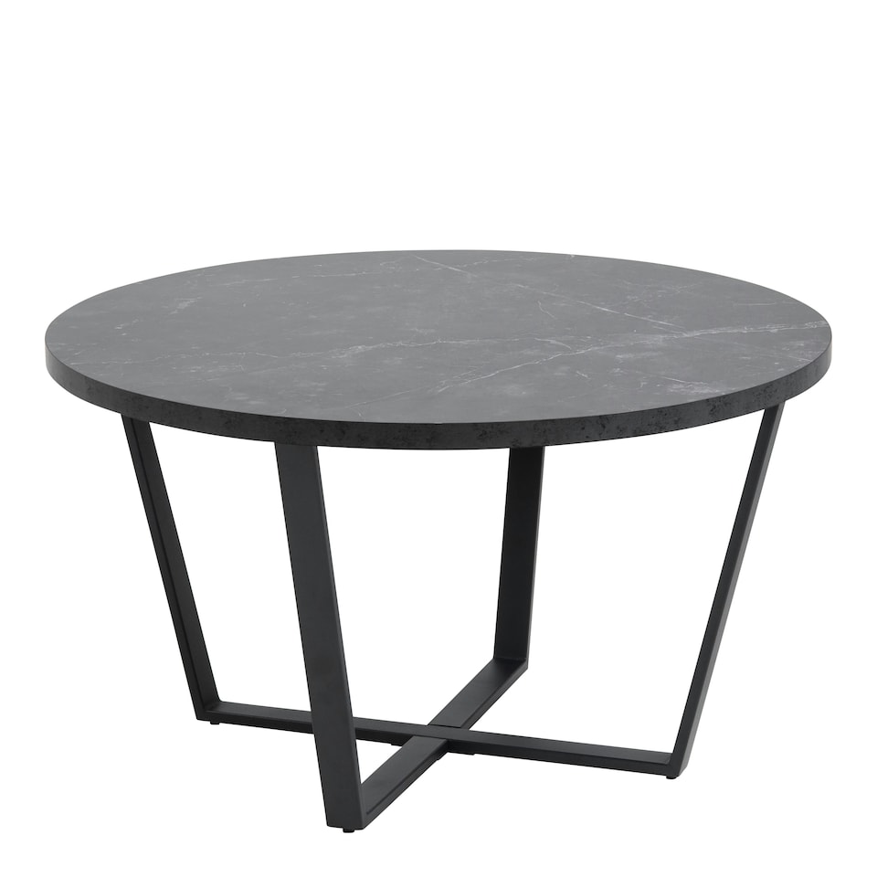 image 1 of Amble Round Coffee Table with Black Marble Melamine Top & Black Legs