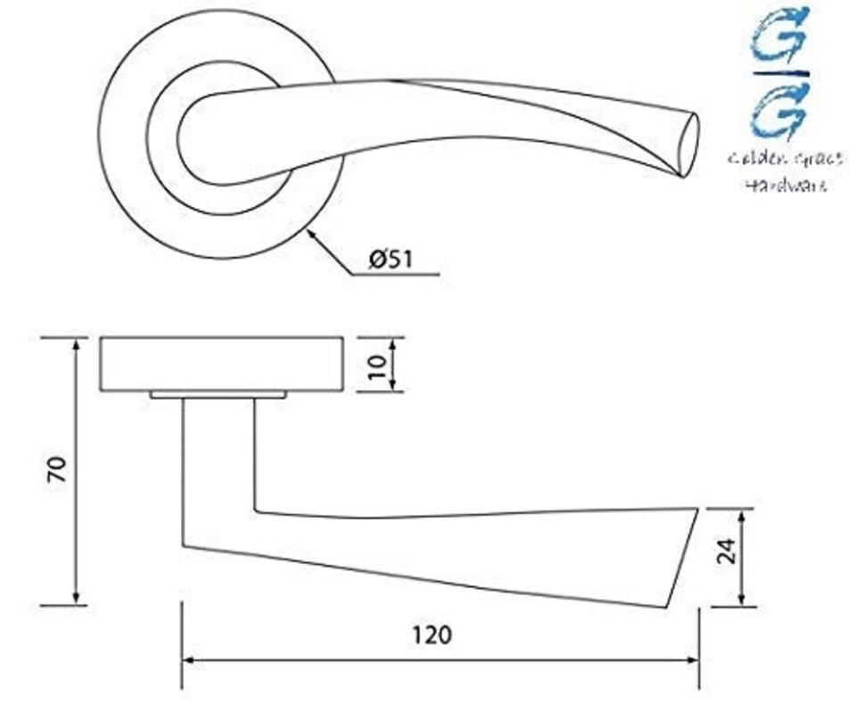 image 1 of Golden Grace 1 Set Astrid Style Modern Door Handles on Round Rose in Metallic Black Finish with 1 Pair of Ball Bearing Hinges & 64mm Tubular Latch | Black | 1 Set