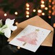 image 4 of Pink Decorated Tree Gold Star Watercolour For Child Kids Christmas Card