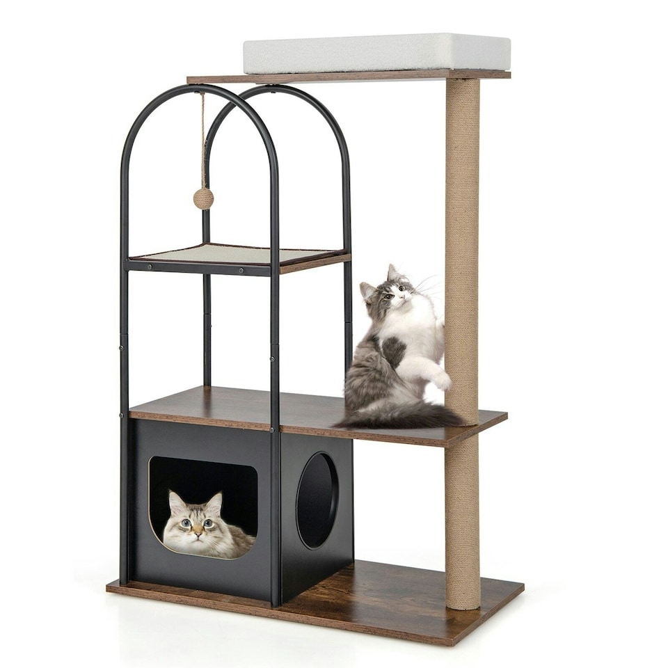 image 1 of COSTWAY 118 cm Cat Tree Tower Cat Condo Activity Center