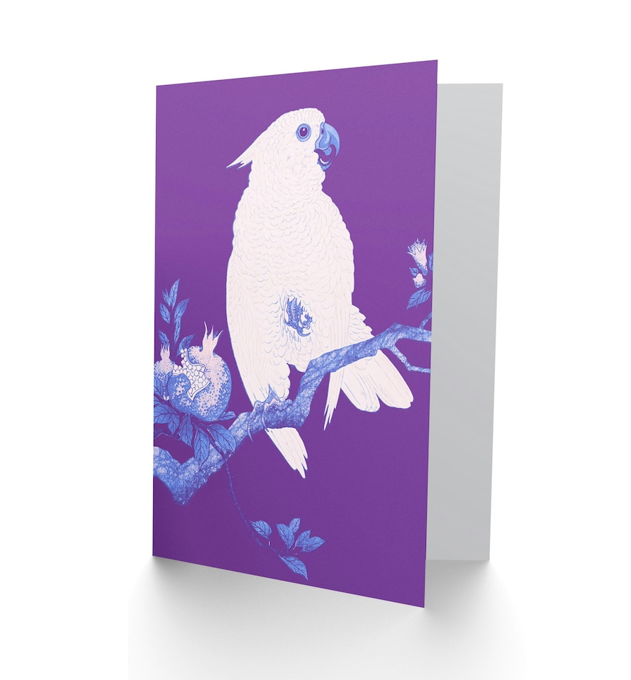 image 1 of Purple Cockatoo By Ohara Koson Birthday Card