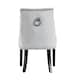 image 5 of Set of 6 Velvet Dining Chairs Ergonomic Scoop Knockerback & Button Tufted Wood Legs Grey | Light Grey