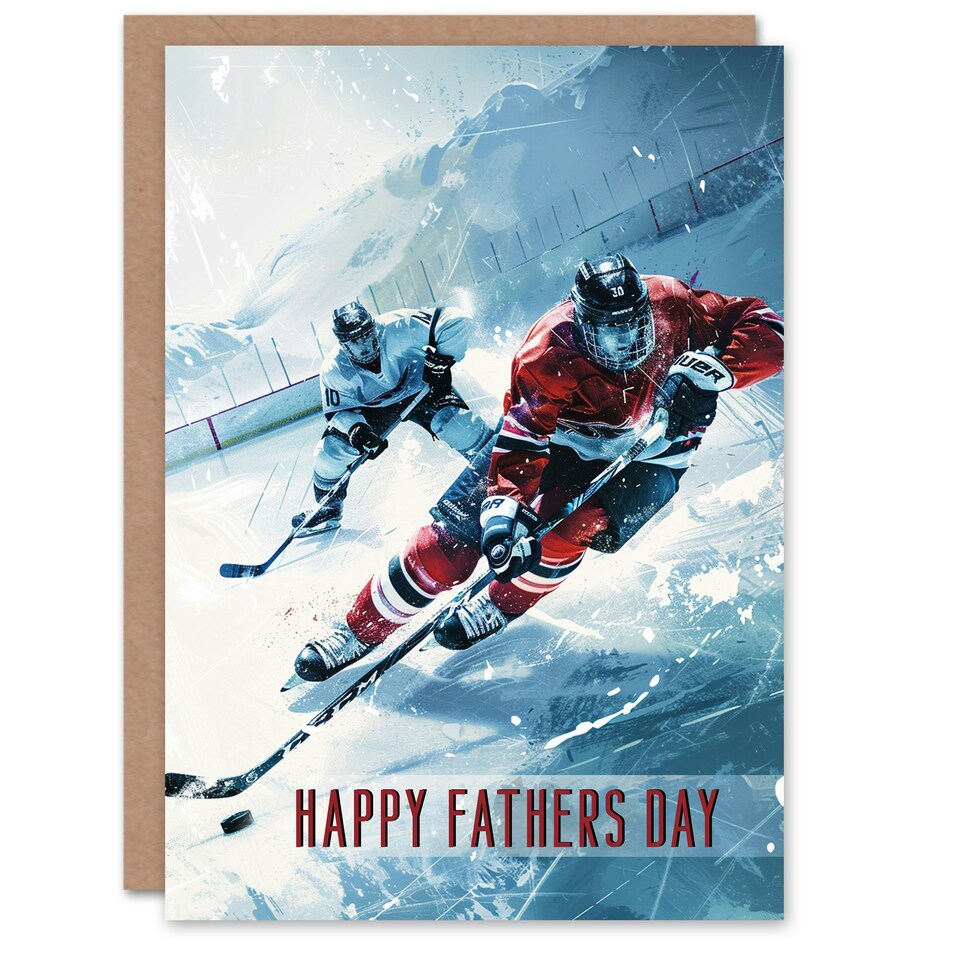 image 1 of Ice Hockey Action Shot Sport Fathers Day Dad Card