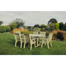 Clover 6 Seater Rectangular Table Set with 6 Chair - Pressure Treated Timber - Partially Assembled