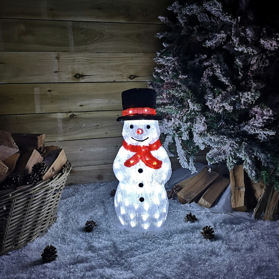 image 1 of 53cm 100 LED Acrylic Snowman Indoor Outdoor Christmas Decoration