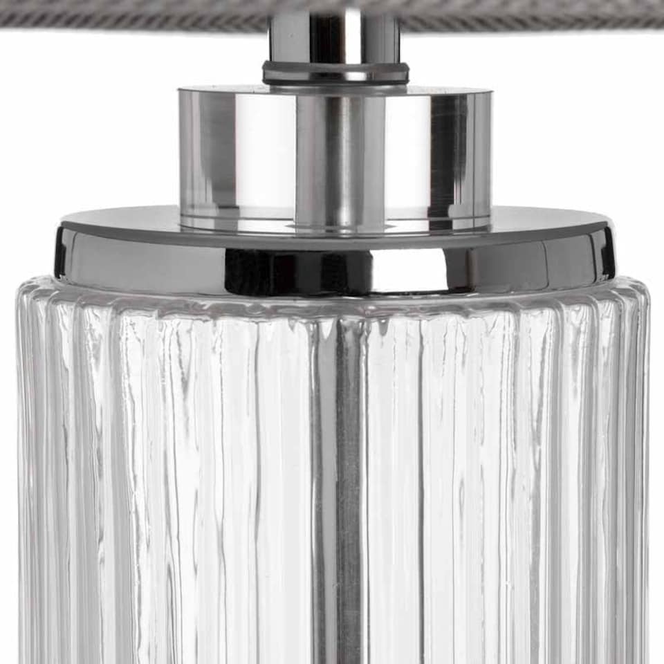 image 1 of Roma Table Lamp - Glass/Metal - L40 x W40 x H81 cm - Grey/Silver Silver