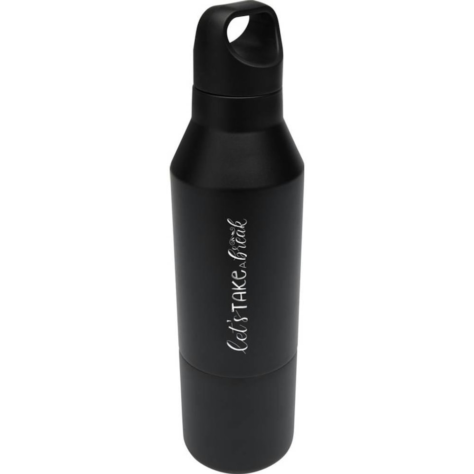 image 1 of Odessy Stainless Steel Recycled 600ml Insulated Water Bottle - Solid Black - One Size