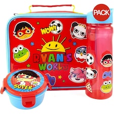 Ryan´s World Childrens/Kids Lunch Box Set (Pack Of 3) - Red/Blue - One Size