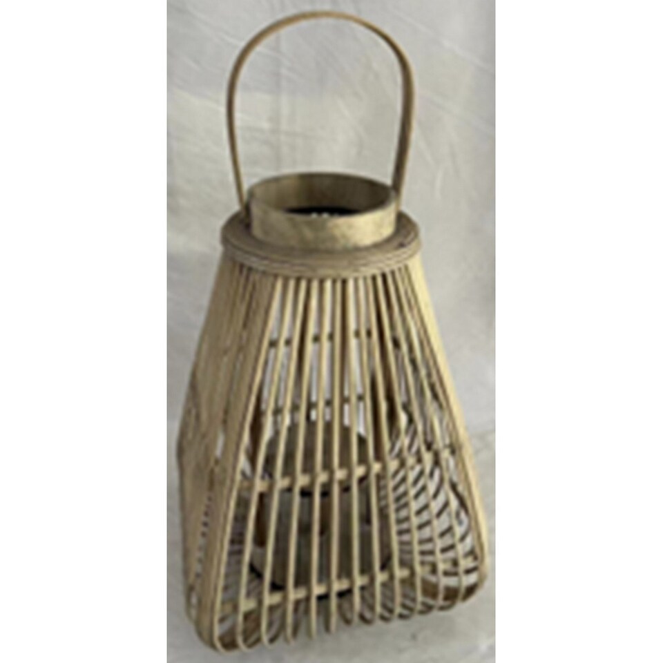 Large Peardrop Lantern with Glass Holder - Wicker - L29 x W29 x H40 cm