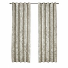 Crushed Velvet Eyelet Curtains Luxurious Finish for Contemporary Homes | Cream | (W) 117cm x (L) 182cm