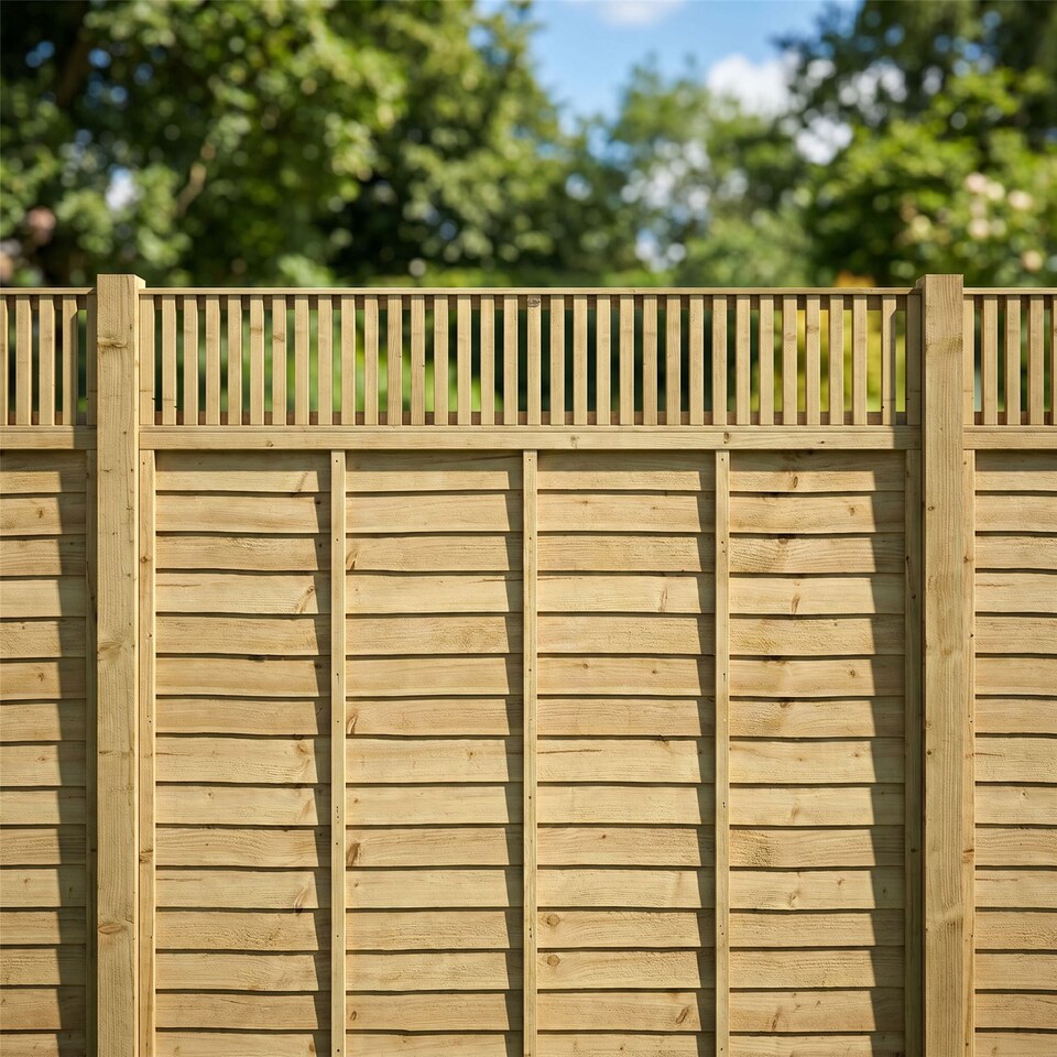 image 1 of Premier Tuscany Wooden  W:6ft x H:0.5ft Trellis Fence Panel Topper Screen (Pack of 3)