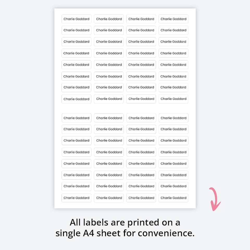 image 1 of Dotty About Paper 64 x Personalised School Name Labels White with Black Text