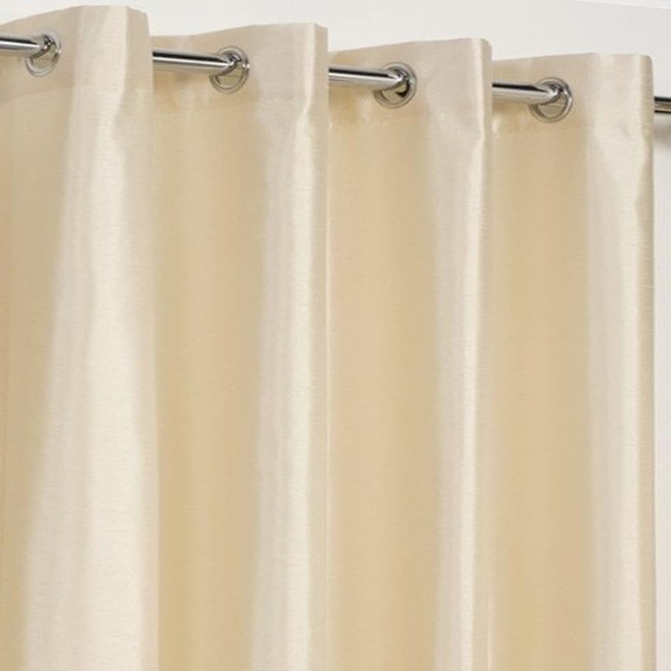 image 1 of Faux Silk Lined Eyelet Curtains 168cm x 183cm Cream Cream | Cream