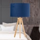 image 4 of Voyage - Light Oak Table Lamp or Bedside Light with Blue Velvet Shade | Brown | Blue | Large | 1