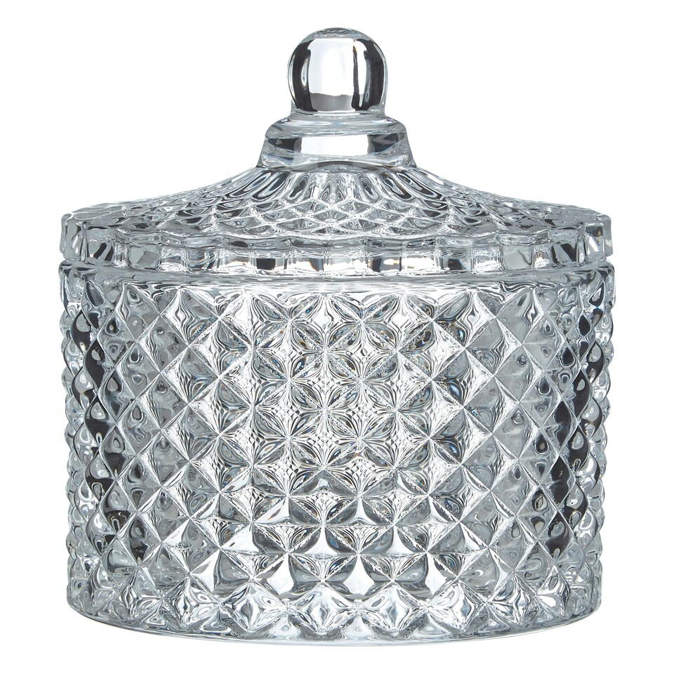 image 1 of Interiors by Premier Diamond Storage Jar For Bathroom Shelf,  Patterned Cotton Bud Storage Jar, Bathroom Cotton Swab Container