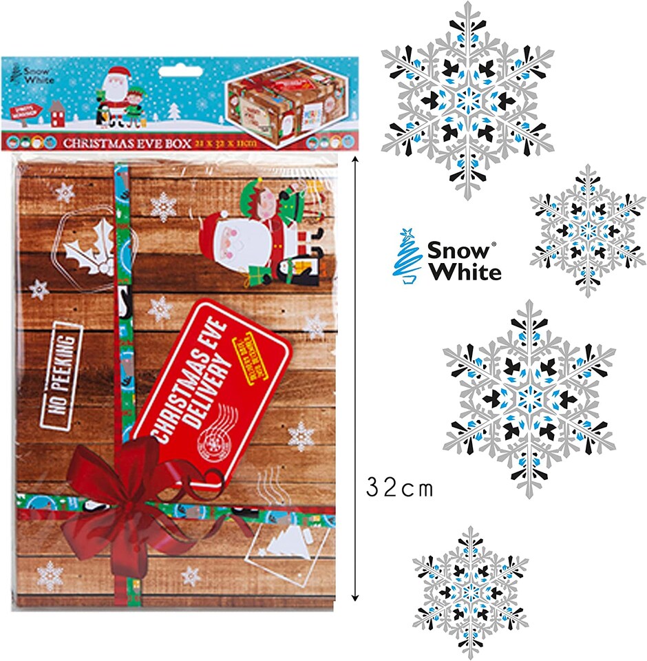 image 1 of VFM e-Store Wooden Christmas Eve Favour Box - Brown with Red Accents