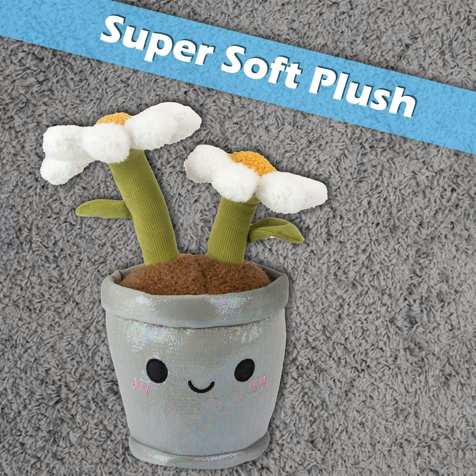 image 1 of Flowerpot Soft Toy Cute Plushie Huggable Cuddly Stuffed Toy Gift 30cm White