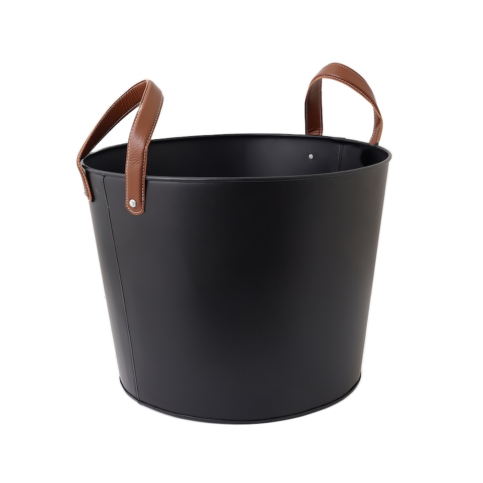 image 1 of Mulberry Large Leather Handle Log Bucket Iron Leather Black Matte Timeless Style
