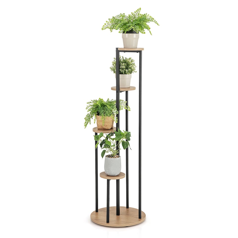 image 1 of COSTWAY 5 Tiers Tall Plant Stand  Flower Rack with Foot Pads Metal Display Pot Shelf Holder