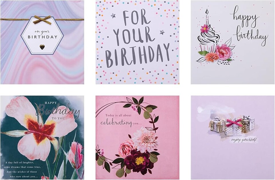 image 1 of Elegant Simple Floral Pack of 30 Birthday Cards