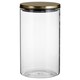 image 2 of Interiors by Premier 1600ml Gold Lid Storage Jar, Clear Glass with Airtight Silicone Seal and Gold-Coloured Metal Lid