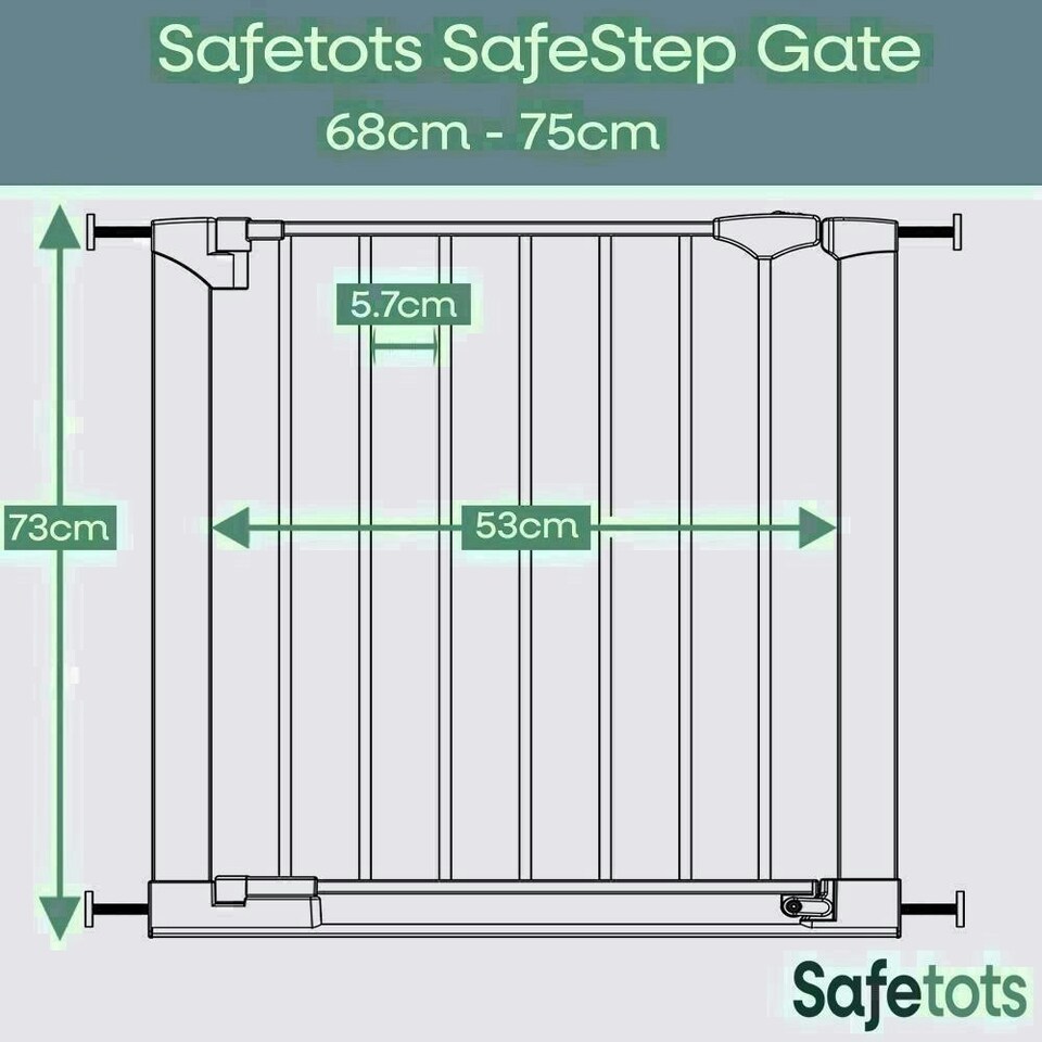 image 1 of Bettacare SafeStep Dog Gate, White, 68cm - 75cm, Extra Low Walkthrough, Pressure Fit Safety Gate, Pet Gate for Stairs and Doors