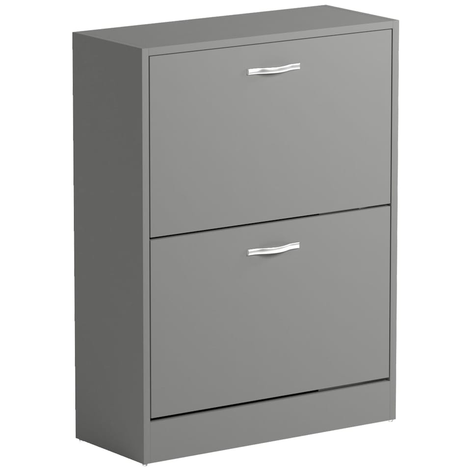 image 1 of Vida Designs 2 Drawer Shoe Cabinet Shoe Rack Storage Cupboard, Grey