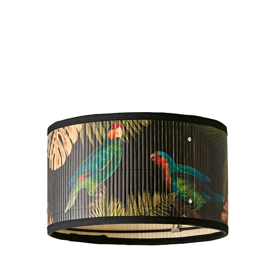 image 1 of ValueLights Daintree Small Dark Jungle Bamboo Drum Lamp Shade Multi