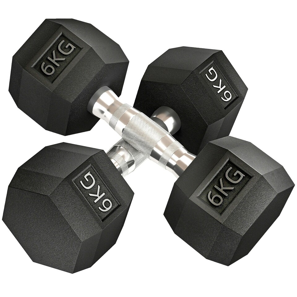 image 1 of HOMCOM Hexagonal Dumbbells Kit Weight Lifting Exercise for Home Fitness 2x6kg