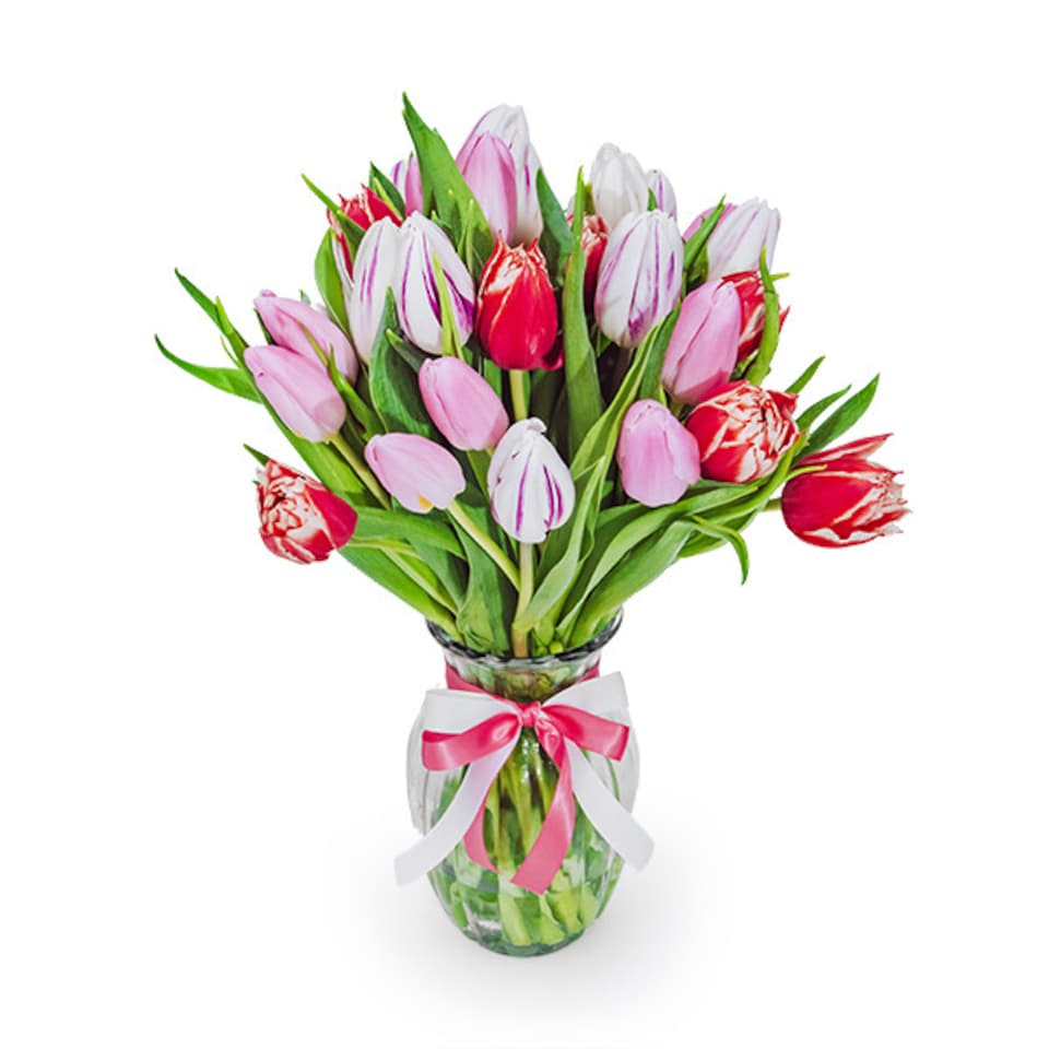 image 1 of Vase of Tulips