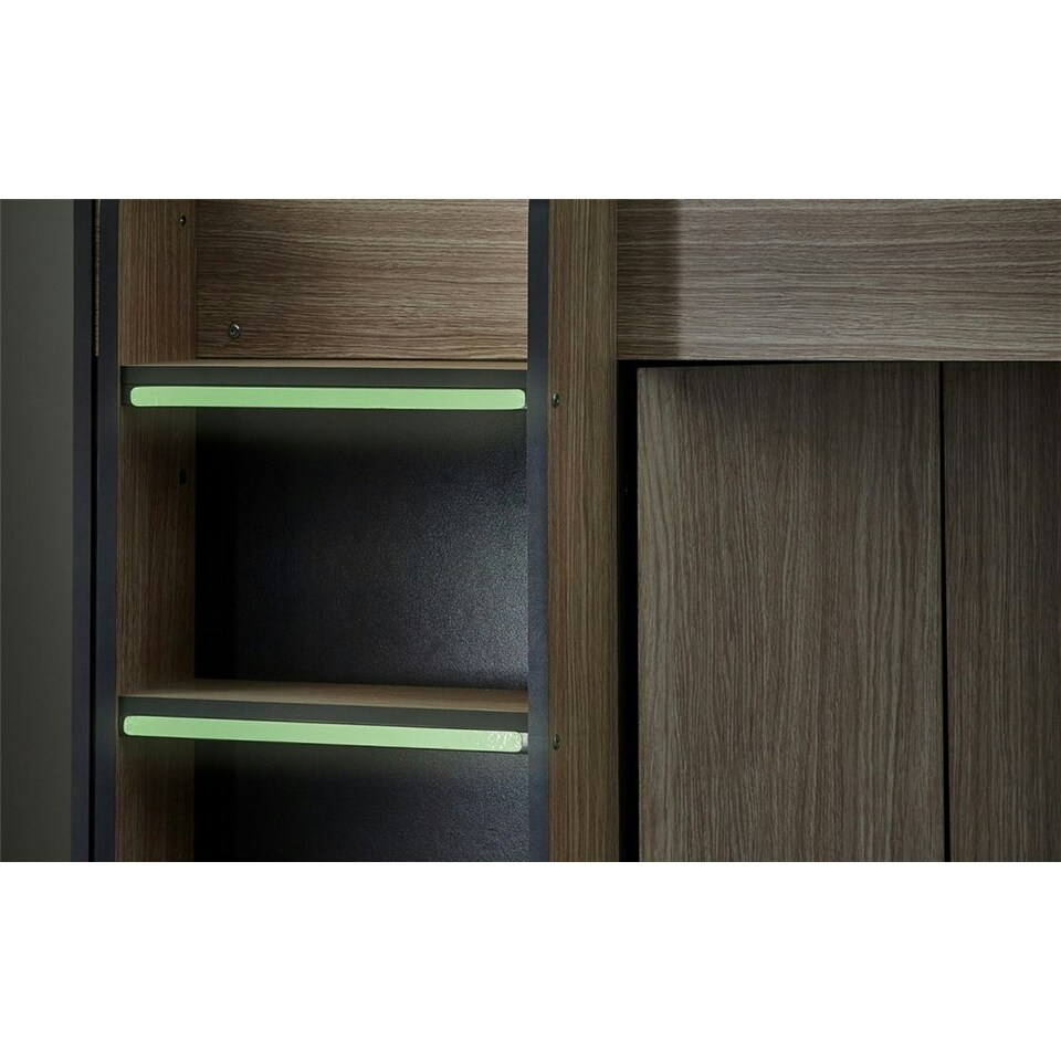 image 1 of Woodgrain and Anthracite Highsleeper - Single 3ft (90cm)