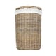 image 2 of Large Round Rattan Laundry Hamper Basket with White Lining | Brown | Rattan