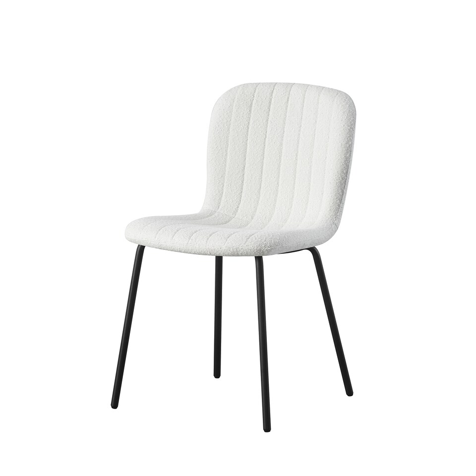 image 1 of Set of 2 Teddy Faux Fur Stitched Design Dining Chairs Beige White Bella by MCC