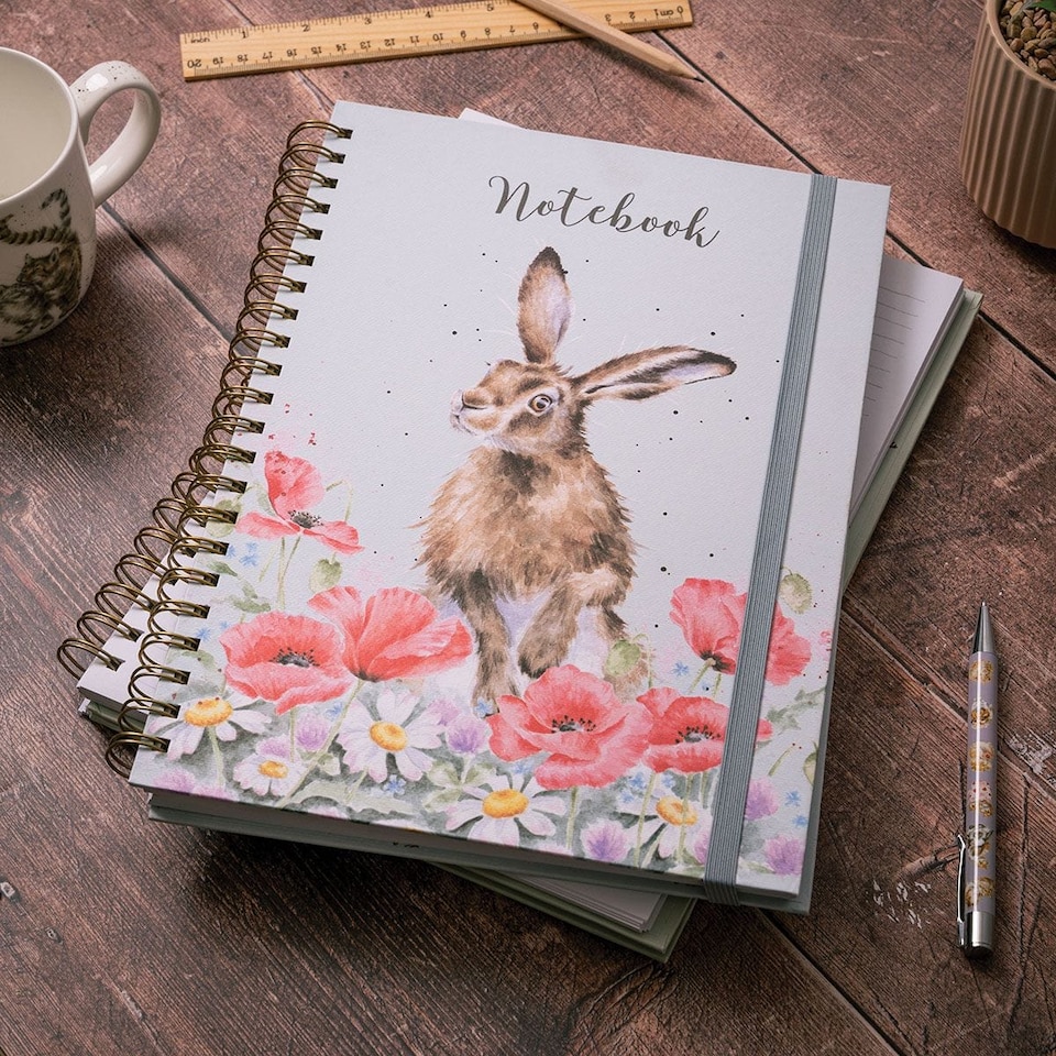 image 1 of Wrendale Designs Field of Flowers Hare A4 Notebook