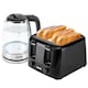 image 1 of GEEPAS 4 Slice Bread Toaster & 1.7L Illuminating Electric Glass Kettle Set, Black