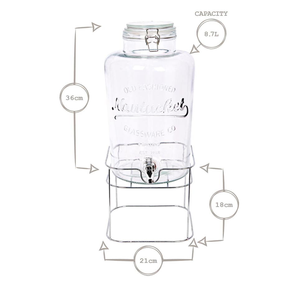 image 1 of Rink Drink Glass Drinks Dispenser with Tap & Chrome Stand - 8.7L