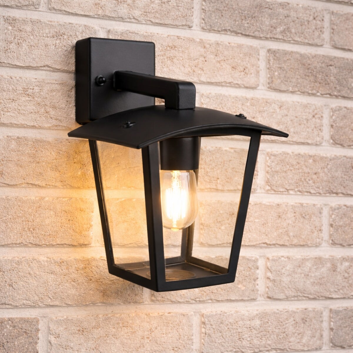 CGC ALLY Black E27 Outdoor Wall Lantern Light Clear Diffuser IP44 Black Black Height: 23 cm, Width: 17 cm, Depth: 17 cm