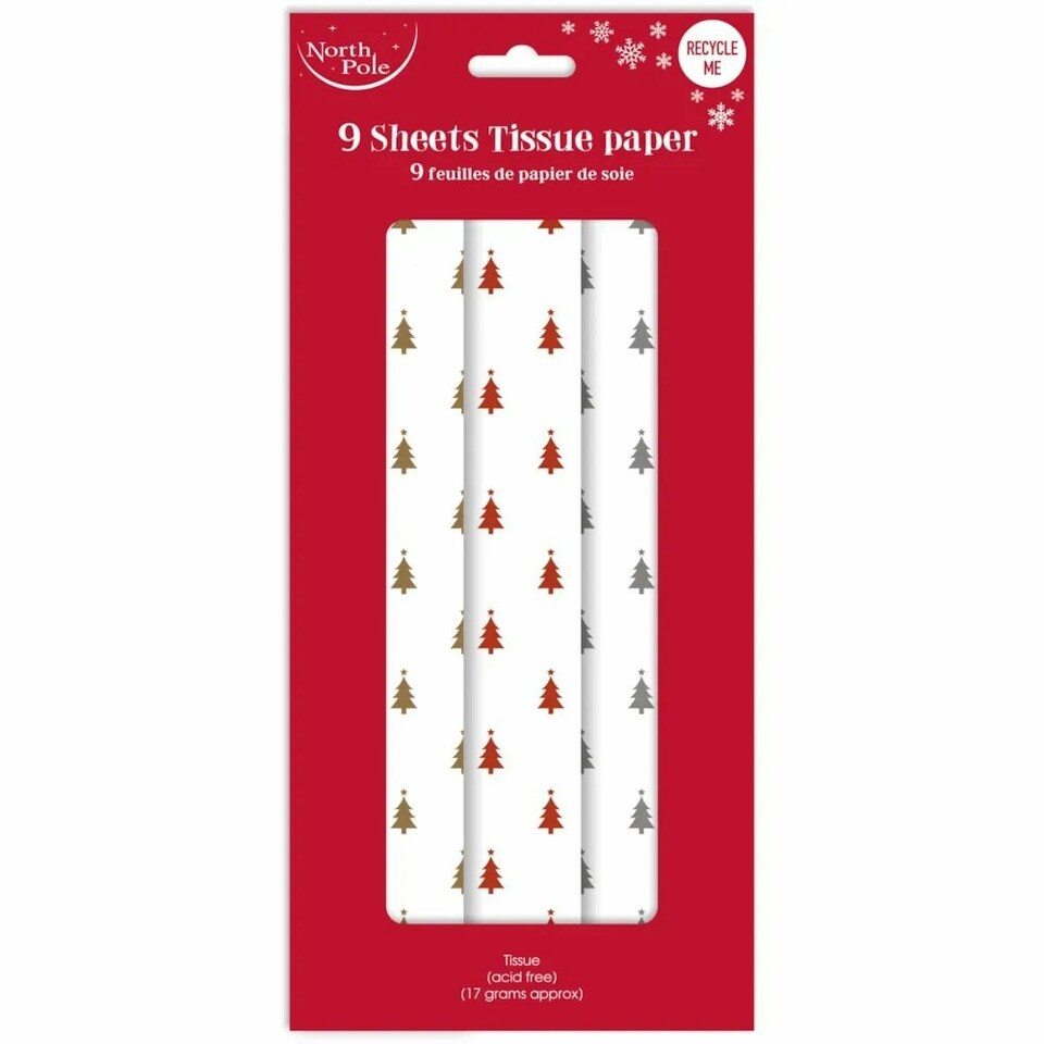 image 1 of Christmas Foil Tree Deesign 9 Sheet Tissue Paper