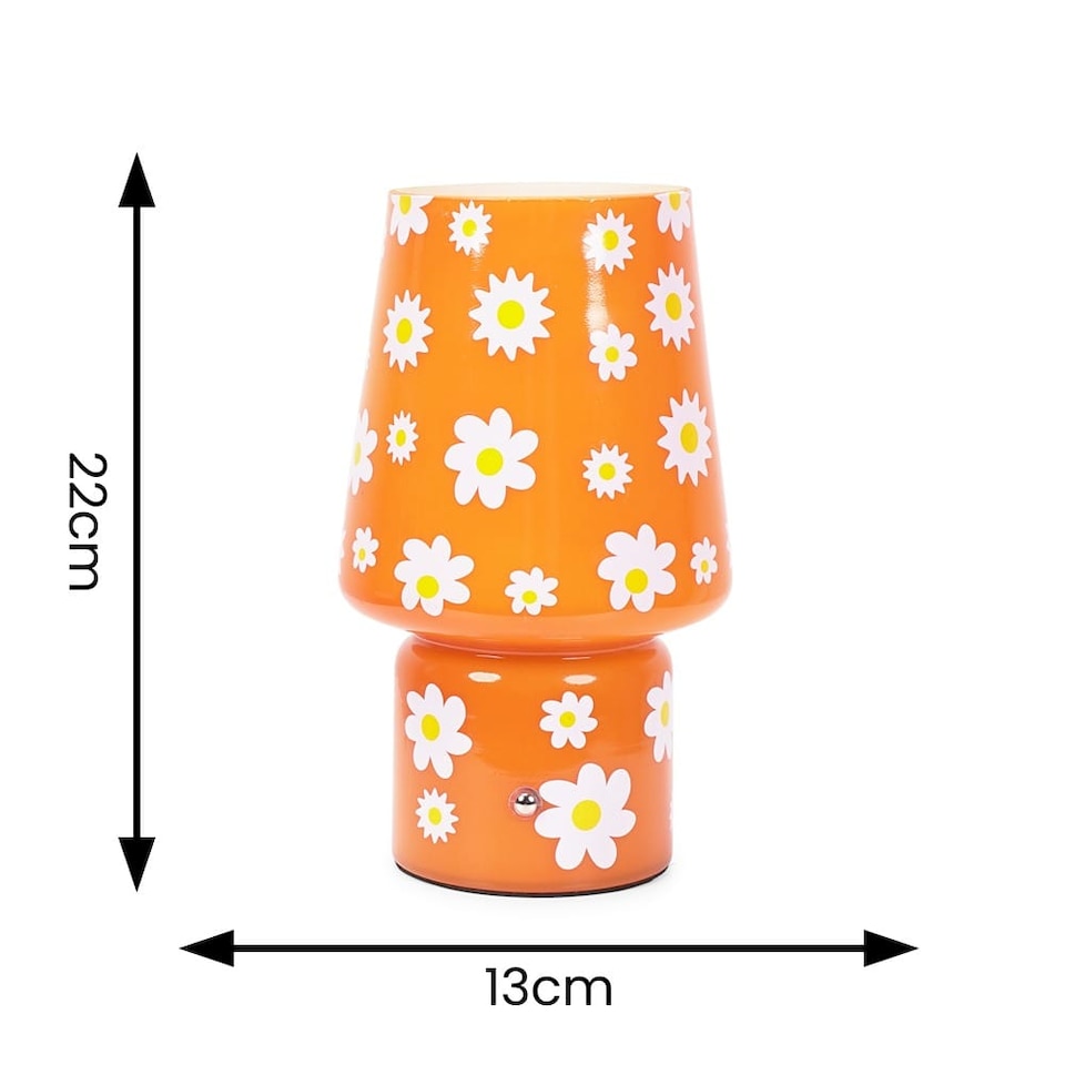 image 1 of ValueLights Hanya Flower Glass Rechargeable LED Portable Table Lamp | Orange
