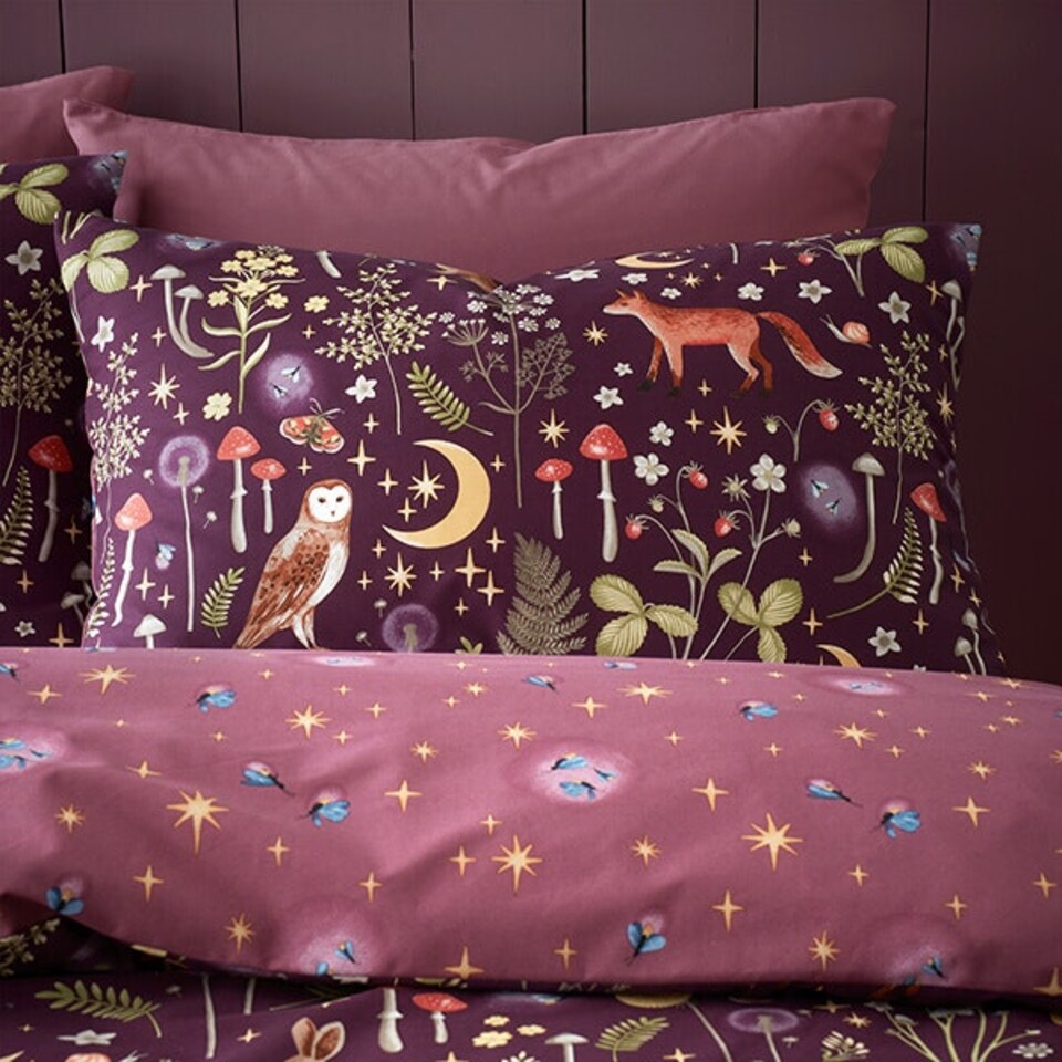 image 1 of Catherine Lansfield Enchanted Twilight Double Duvet Set Plum Purple | Double