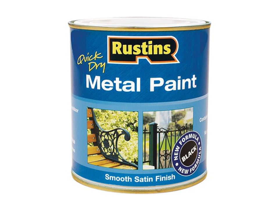 image 1 of Rustins - Quick Dry Metal Paint Smooth Satin Black 500ml