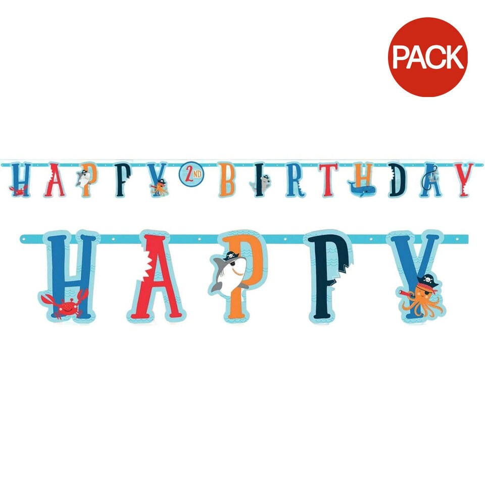 Amscan Ahoy Customizable Happy Birthday Banner (Pack of 2) - Multicoloured - One Size