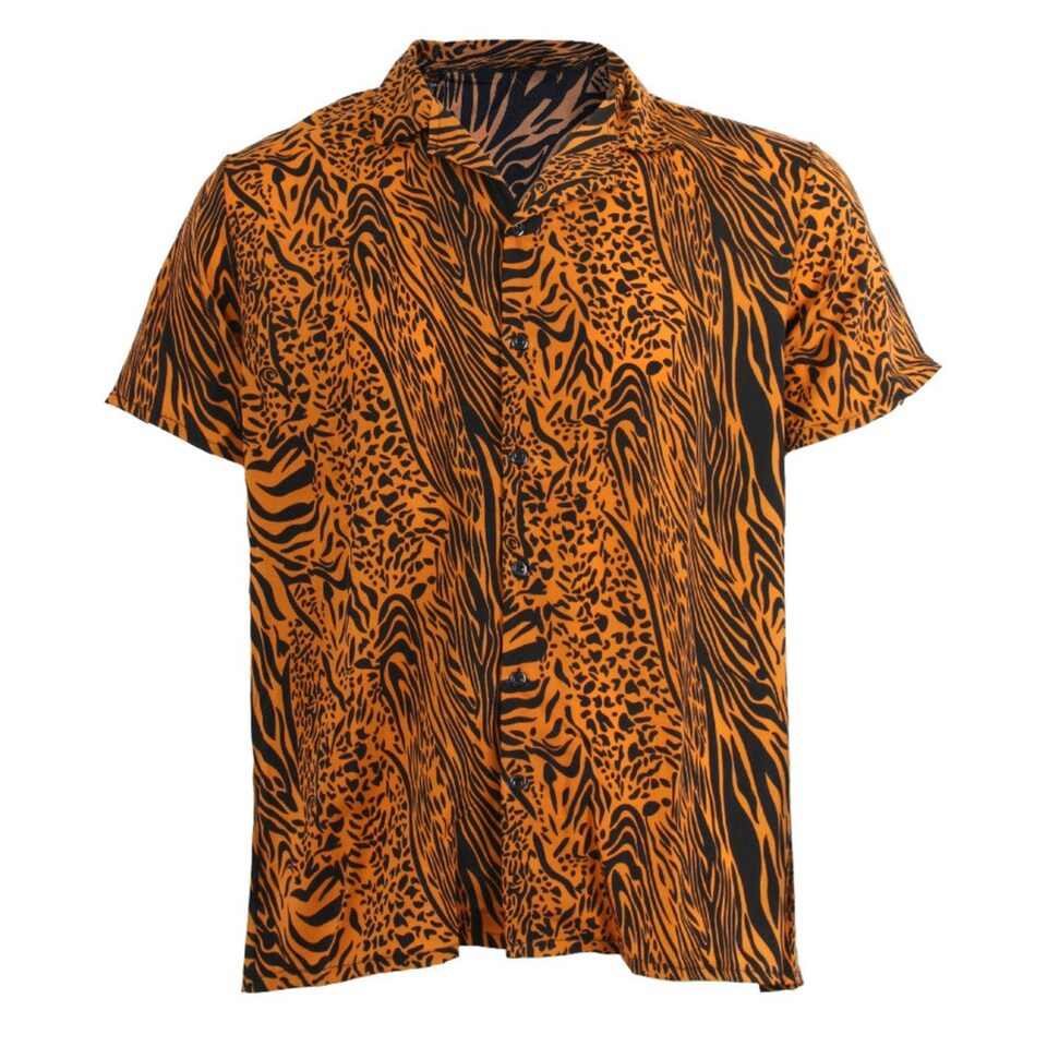 image 1 of Tiger Print Shirt | Orange | L